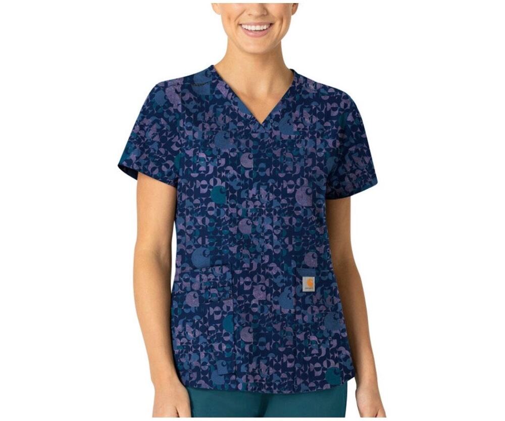 Carhartt Women's Modern Fit V-Neck Print Scrub Top Size M